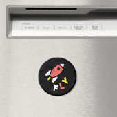 ロケット - 赤と黄色の抽象的なポップアート。飛べ！ マグネット (インサイチュ (食洗機))