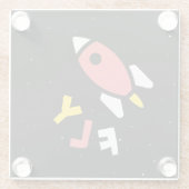 ロケット – 赤と黄色の抽象芸術ポップ・アートのアート。フライ！ ガラスコースター (裏面)