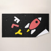 ロケット – 赤と黄色の抽象芸術ポップ・アートのアート。フライ! バスタオル (バスタオル)