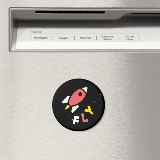 ロケット – 赤と黄色の抽象芸術ポップ・アートのアート。フライ! マグネット (インサイチュ (食洗機))