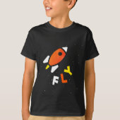 ロケット – 赤と黄色の抽象芸術ポップ・アートのアート。フライ! Tシャツ (正面)