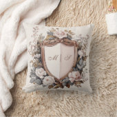 ロコエレガントコクレストイニシャル結婚フローラ クッション (ブランケット)