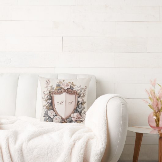 ロコエレガントコクレストイニシャル結婚フローラ クッション (ソファ)