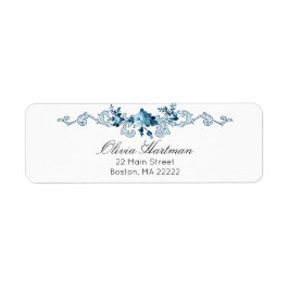 ロコエレガントコフランスのブルー&ホワイトフローラ ラベル
