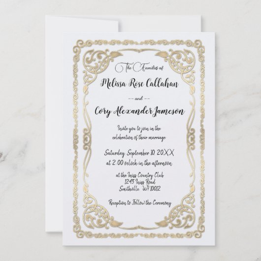 ロココスタイルフランスの華美結婚式招待状 招待状 (正面)