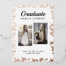 ロココパターン卒業生2フォトコラージュ卒業 箔招待状