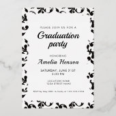 ロココパターン卒業生2フォトコラージュ卒業 箔招待状 (裏面)