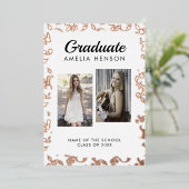 ロココパターン卒業生2フォトコラージュ卒業 箔招待状 (立ち正面)