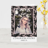 ロココピンクおめでとう卒業写真 カード (黄色い花)