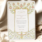 ロココピンクブドフローラ結婚新しい 招待状