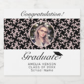 ロココピンクブラック大学院写真卒業 スパークリングワインラベル (シングルラベル)