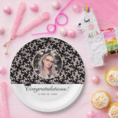 ロココピンクブラック大学院写真卒業 ペーパープレート (パーティー)