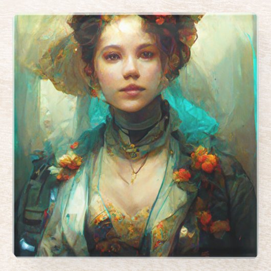 ロココフューチャーSci-Fiファンタジー ガラスコースター (正面)