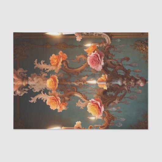 ロココフランスのシャンデリア4デクページ紙 薄葉紙 (正面)