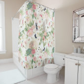 ロココフランスのレッドテバラアンドフラワーズガーデン シャワーカーテン (インサイチュ)