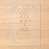 ロココフローラアンティーク結婚フレーム アクリル招待状 (正面)