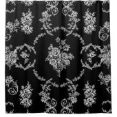 ロココフローラ植物性アンティーク華美ブラックトイル シャワーカーテン (正面)