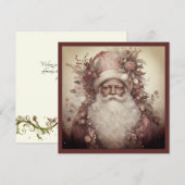 ロココブラックサンタピンクフラワルクリスマスハット シーズンカード (正面/裏面)