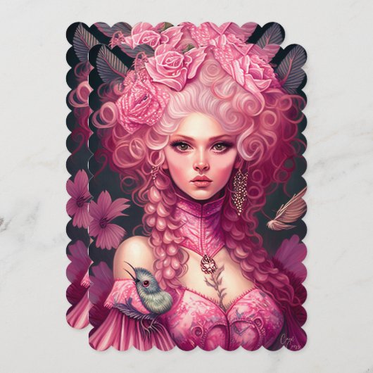 ロココポートレートファンタジーピンククイーンフラットカード (正面/裏面)