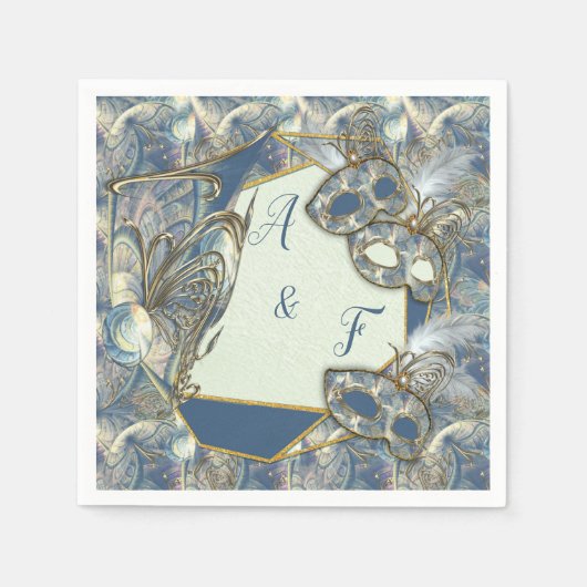 ロココリッチと金ゴールドレリーフ、 浮き彫り&マスク スタンダードカクテルナプキン (正面)
