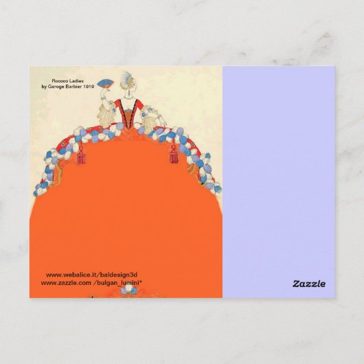 ロココレディファッション衣装デザイナーのメイクアップアーティスト ポストカード (裏面)