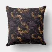 ロココレルム：ゴールデンダークパープルフローラビーズ クッション (裏面)