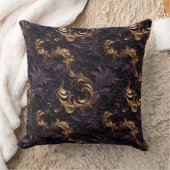 ロココレルム：ゴールデンダークパープルフローラビーズ クッション (ブランケット)