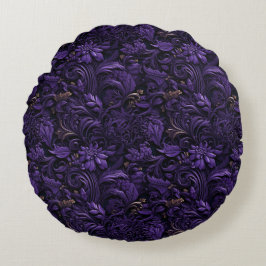 ロココレルム：ダークパープル&金ゴールド複雑な枕 ラウンドクッション