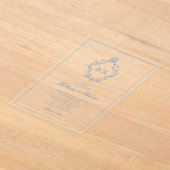 ロココヴィンテージモノグラムブルー結婚ズ アクリル招待状 (レイダウン)