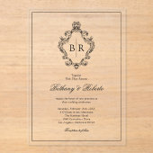 ロココヴィンテージモノグラム結婚ズ アクリル招待状 (正面)