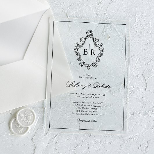 ロココヴィンテージモノグラム結婚ズ アクリル招待状