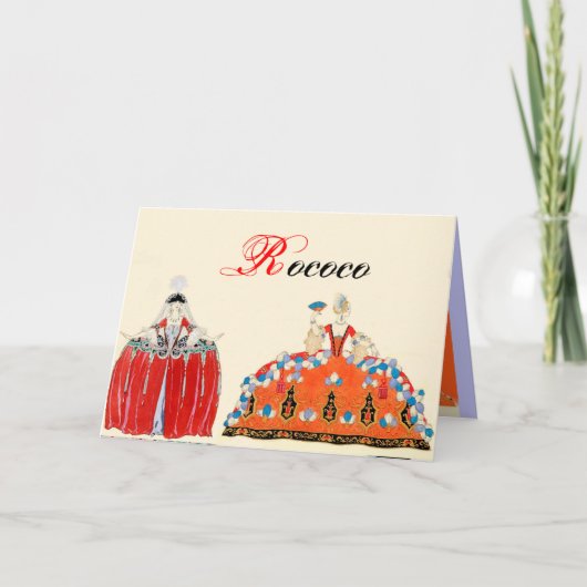 ロココ女子ファッション衣装デザイナーモノグラム ノートカード (正面)
