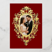 ロココ様式のカルトゥシュ フォトテンプレート 結婚式 箔招待状 (正面)