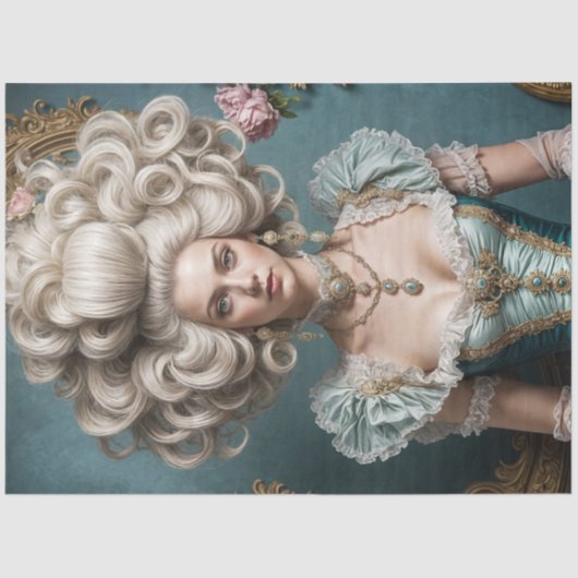 ロココ美しいデクページ紙 – プコートガウン 薄葉紙 (正面)