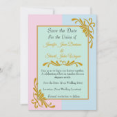 ロココ調のロマンチックな花柄の結婚式 セーブザデート (正面)