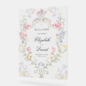 ロココ調の花の紋章 ウェディング アクリルサイン (傾斜)