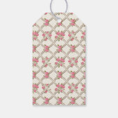 ロココ調の華やかなピンクの花とベージュの格子模様 ギフトタグ (裏面)