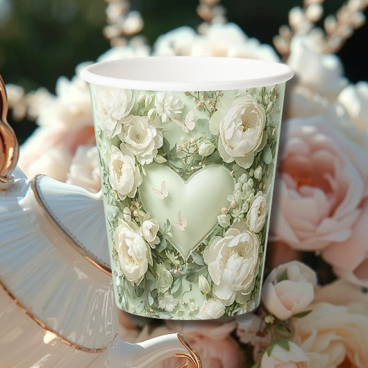 ロココ調の蝶の庭 ガレンティンの華麗な花々 紙コップ
