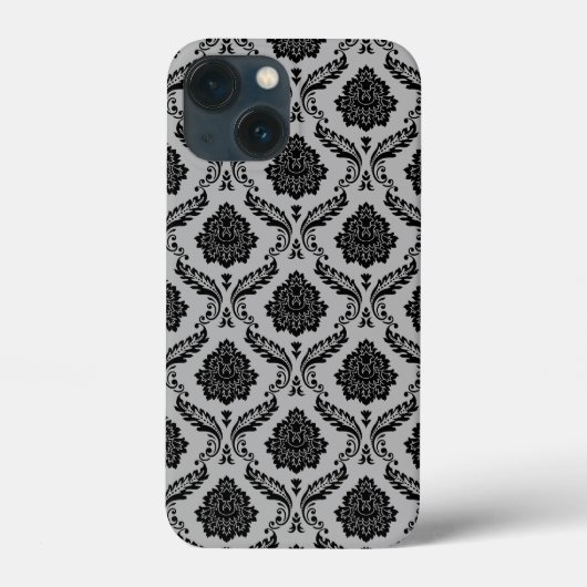 ロココ調ダマスク柄 グレー地にブラック Case-Mate iPhoneケース (裏面)