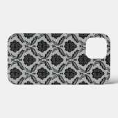 ロココ調ダマスク柄 グレー地にブラック Case-Mate iPhoneケース (裏面 (横))