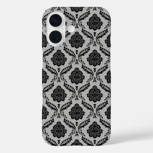 ロココ調ダマスク柄 グレー地にブラック Case-Mate iPhoneケース (裏面)