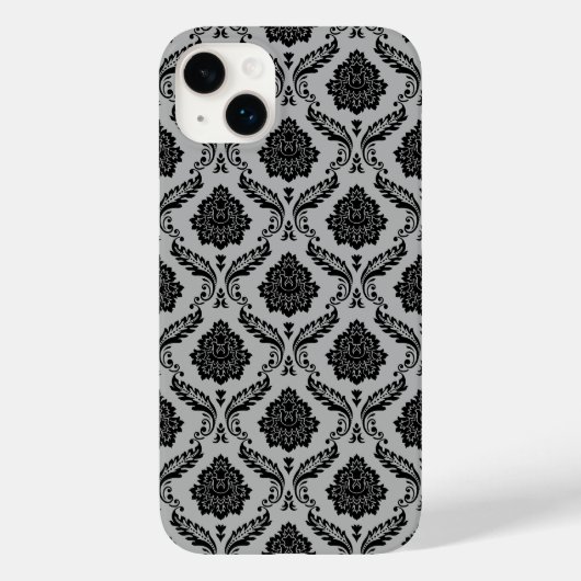 ロココ調ダマスク柄 グレー地にブラック Case-Mate iPhoneケース (裏面)