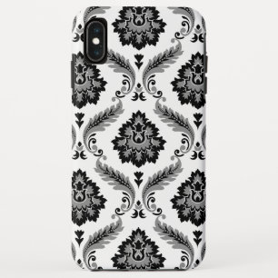 ロココ調ダマスク柄 グレー ブラック ホワイト iPhone XS MAXケース