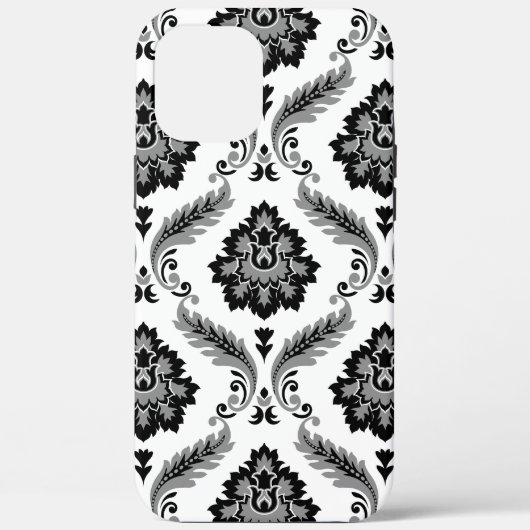 ロココ調ダマスク柄 グレー ブラック ホワイト Case-Mate iPhoneケース (裏面)