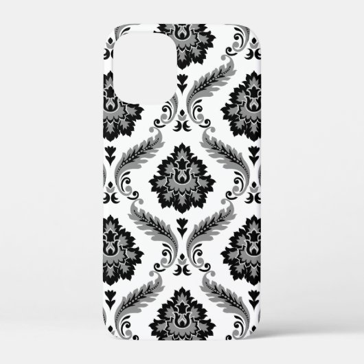 ロココ調ダマスク柄 グレー ブラック ホワイト Case-Mate iPhoneケース (裏面)
