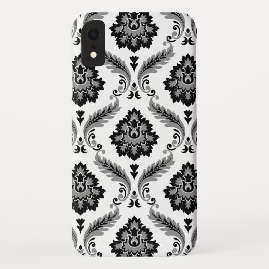 ロココ調ダマスク柄 グレー ブラック ホワイト Case-Mate iPhoneケース (裏面)