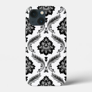 ロココ調ダマスク柄 グレー ブラック ホワイト iPhone 13 MINIケース