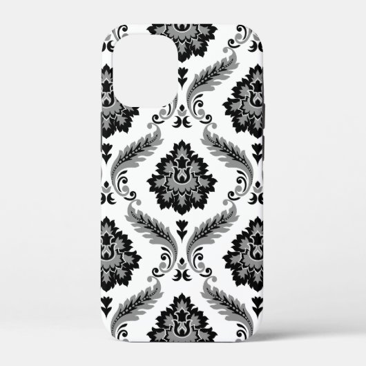 ロココ調ダマスク柄 グレー ブラック ホワイト Case-Mate iPhoneケース (裏面)