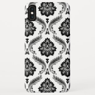 ロココ調ダマスク柄 グレー ブラック ホワイト iPhone XS MAXケース