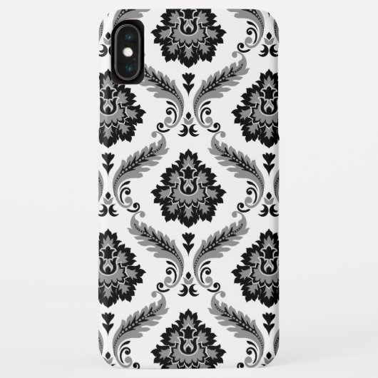 ロココ調ダマスク柄 グレー ブラック ホワイト Case-Mate iPhoneケース (裏面)